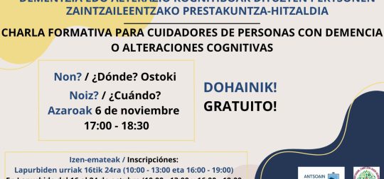 Imagen Dementzia ero alterazio kognitiboak dituzten pertsonen zaintzaileetzako prestakuntza-hitzaldia
