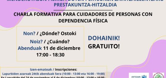 Imagen Charla formativa para cuidadoras/es de personas con dependencia física